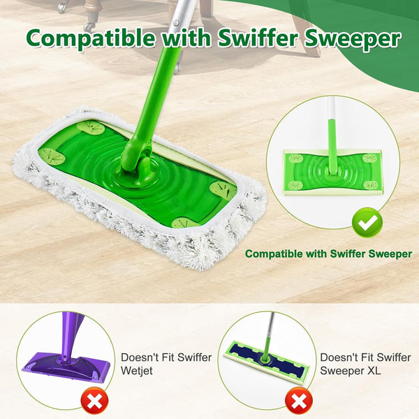 4 Pack Reusable Mop Pads Compatible with Swiffer Sweeper Mop,Wet Pads Refill & Dry Sweeping Cloths,Chenille & Microfiber Refill Pads for Wood