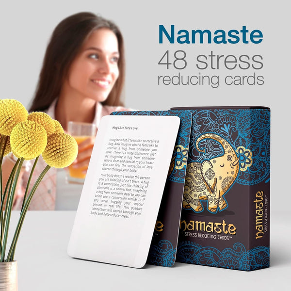 Namaste Stress Reducing Cards - Self Care Cards, Anxiety and Stress Relief Gifts, Mindfulness & Meditation Cards, Mindful Gifts for Women - MSS Inc