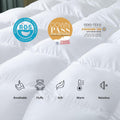 Luxurious All-Season Goose down Feather Fiber Comforter Queen Size Duvet Insert, Premium White Solid Plain Design, Premium Baffle Box, 100%