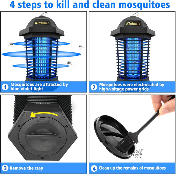 Klahaite Bug Zapper Outdoor, Electric Mosquito Zapper, Fly Zapper Indoor Fly Traps, Mosquito Repellent Outdoor Patio and Backyard Covers 1/2 Acre,