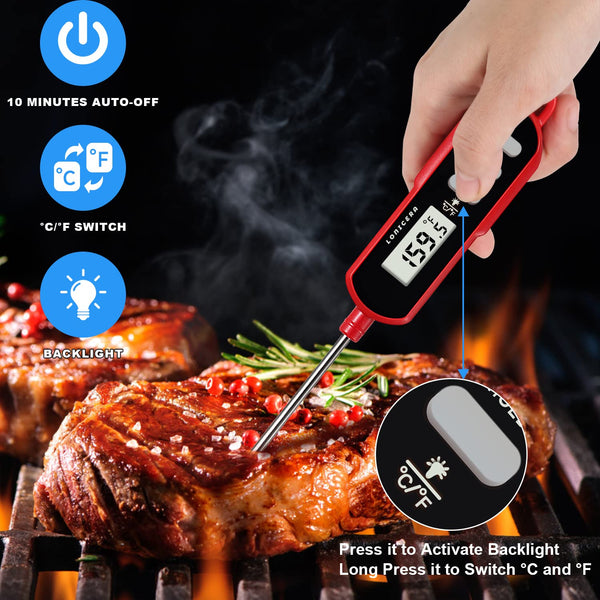 Lonicera Digital Cooking Thermometer for Bread Baking, Food and Water Temperature Measurement. Waterproof and Long Stem with Meat Temp Guide,