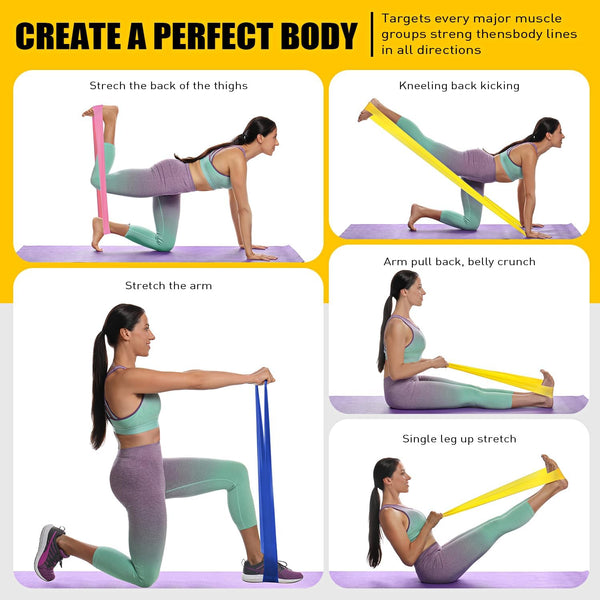 Resistance Bands, Exercise Bands, Physical Therapy Bands for Strength Training, Yoga, Pilates, Stretch Elastic Band with Different Strengths,