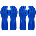 2 Pairs Rubber Household Cleaning Gloves for Kitchen Dishwashing, Cotton Lined (Blue)