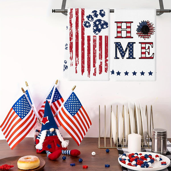 GPGHE 4Th of July Kitchen Towel 18X26 Inch American Flag Home Love Dog Paw Hand Towels Independence Day Memorial Day Home Kitchen Party