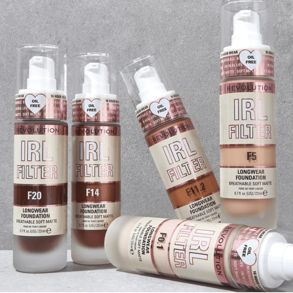 Revolution, IRL Filter Longwear Foundation, Soft & Breathable Formula, Medium to Full Coverage, Matte Finish, F9, 0.7 Fl Oz
