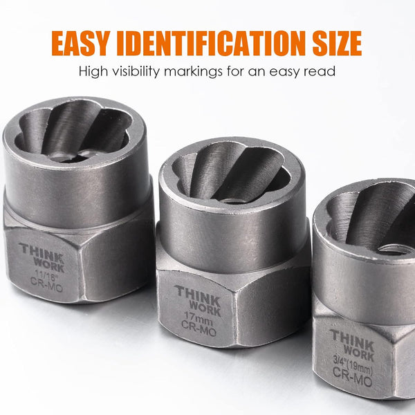 THINKWORK Bolt Extractor Kit, 18-Piece Nut Extractor Socket Set, 3/8" Drive Rounded Bolt Remover, Lug Nut Removal Tool for Damaged, Rusted,