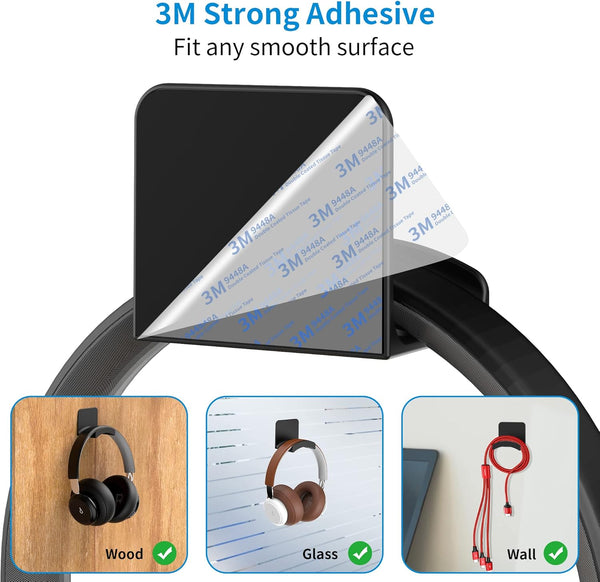 SOKUSIN Headphone Stand Headset Holder - Adhesive Gaming Earphones Hanger, Universal Desk Wall Mount Hook for All Headphone/Controller, Compatible