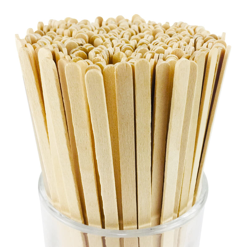 500Pcs Wooden Coffee Stir Sticks,Disposable Coffee Stirrers,5.5 Inches Biodegradable Compostable Eco-Friendly Wooden Stir Sticks,Round-End