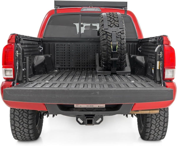Rough Country Universal Bed Mount Spare Tire Carrier for Pickup Trucks - Fits Tires 33" to 40