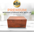 Blake & Lake Large Box with Hinged Lid - Wood Storage Box with Lid - Wooden Keepsake Decorative boxes with lids (Dark Oak)