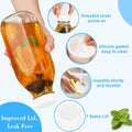 Milk Bottle with Dispenser Cap, 100% Airtight Heavy Duty Screw Lid. 2 Pack 32 Oz Reusable Glass Bottles with 3 Lids! Breast Milk Jug Pitcher,
