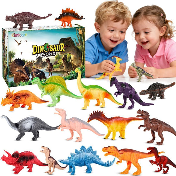 Kids Dinosaur Figures Toys, 7 Inch 12 Pack Jumbo Plastic Dinosaur Playset, STEM Educational Realistic Dinosaurs Figurine for Boys Girls Toddlers