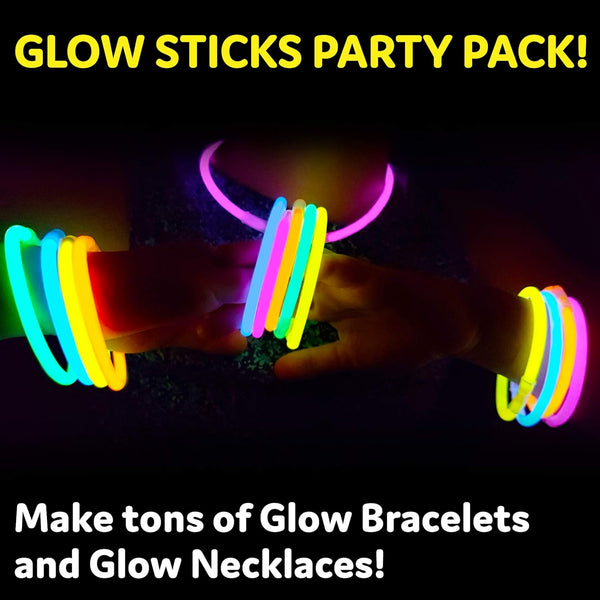 Partysticks Glow Sticks Party Supplies 100Pk - 8 Inch Glow in the Dark Light up Sticks Party Favors, Glow Decorations, Neon Party Glow Necklaces