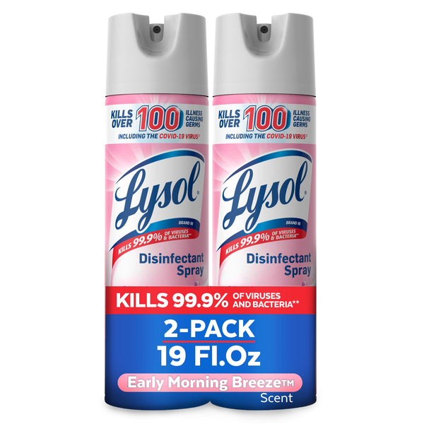 Lysol Disinfectant Spray, Sanitizing and Antibacterial Spray, for Disinfecting and Deodorizing, Early Morning Breeze, 19 Fl Oz (Pack of 2),