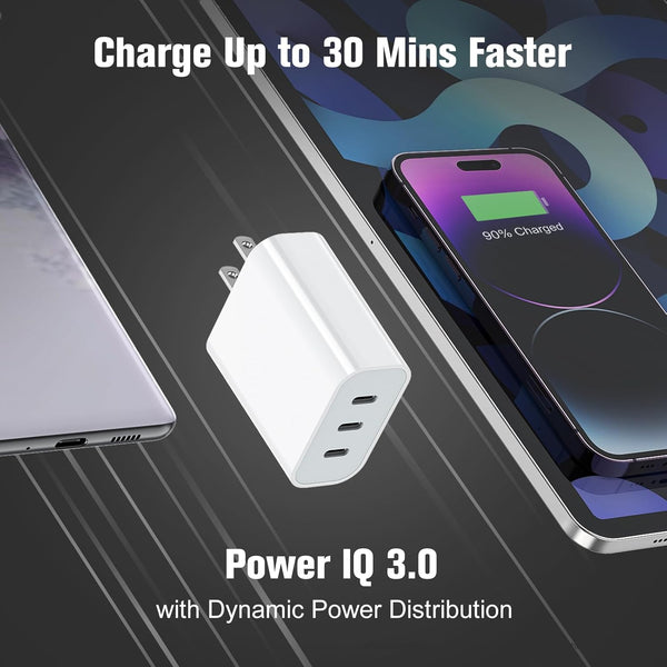 USB C Charger Block, Amoner 35W 3-Port USB C Charger, Iphone Charging Adapter with PD 3.0 Power Delivery Compatible with Iphone 16/16