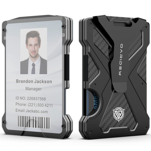 Oaridey Men'S Ultra-Thin Aluminum Wallet with RFID Blocking, Black, 15 Card Slots