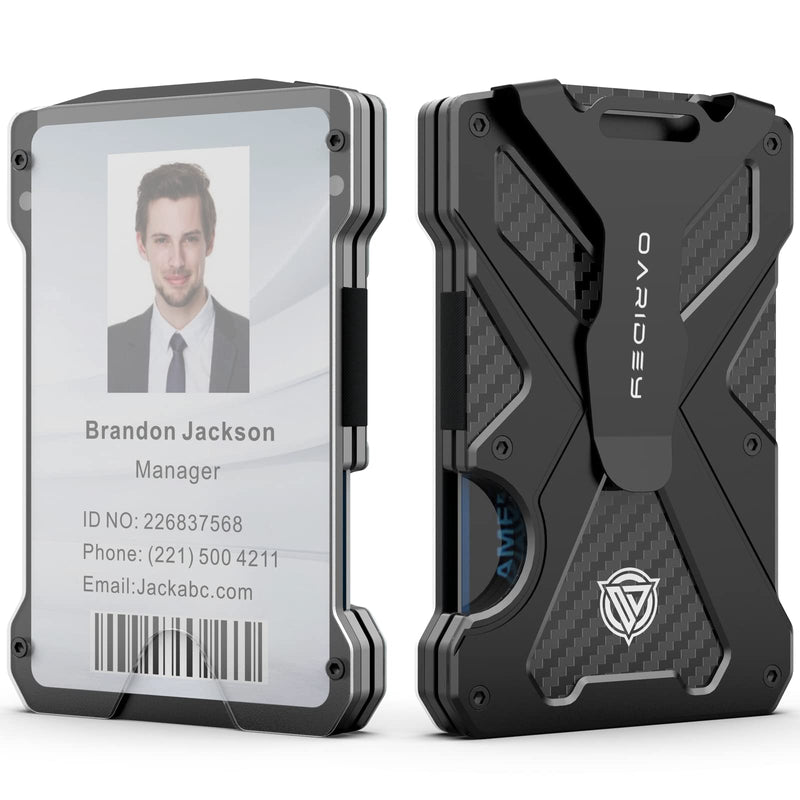 Oaridey Men'S Ultra-Thin Aluminum Wallet with RFID Blocking, Black, 15 Card Slots