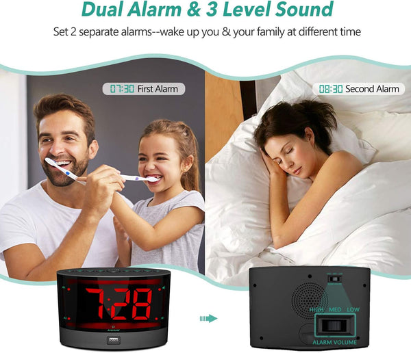 ANJANK Extra Loud Alarm Clock for Heavy Sleepers, Wireless Bed Shaker, Vibrating Dual Alarm, Deaf and Hearing-Impaired, Adjustable