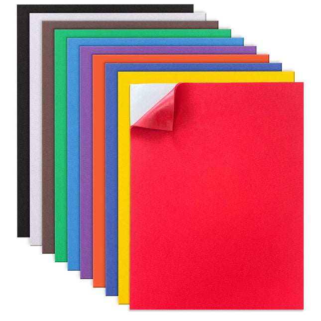 MEARCOOH Self Adhesive Foam Sheets, 10 Colors 9X12 Inch 2Mm Sticky Eva Foam Paper for Crafts Cardmaking Photo Frames Cla