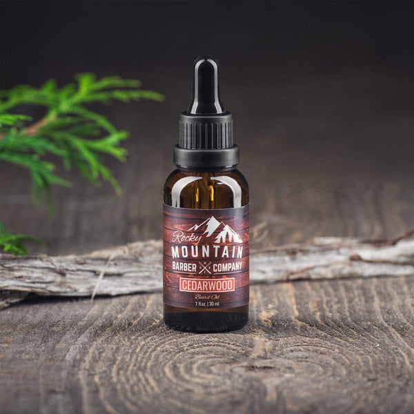 Rocky Mountain Barber Company MenâS Cedarwood Beard Oil - Featuring Grapeseed Oil, Coconut Oil, Argan Oil and Real Cedarwood Essential Oil