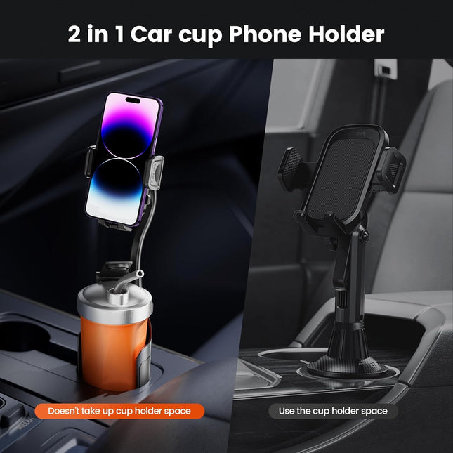 Cup Holder Phone Mount for Car, Universal 360Â° Adjustable Gooseneck Cell Phone Cup Holder Expander for Car Truck Compat