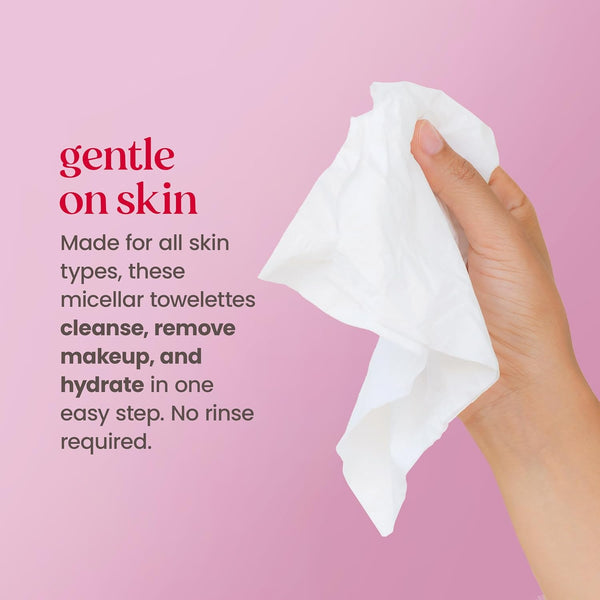 Burt'S Bees Rose Water Face Wipes, for All Skin Types, Hydrating Micellar Makeup Remover & Facial Cleansing Towelettes, 30 Ct (3-Pack)