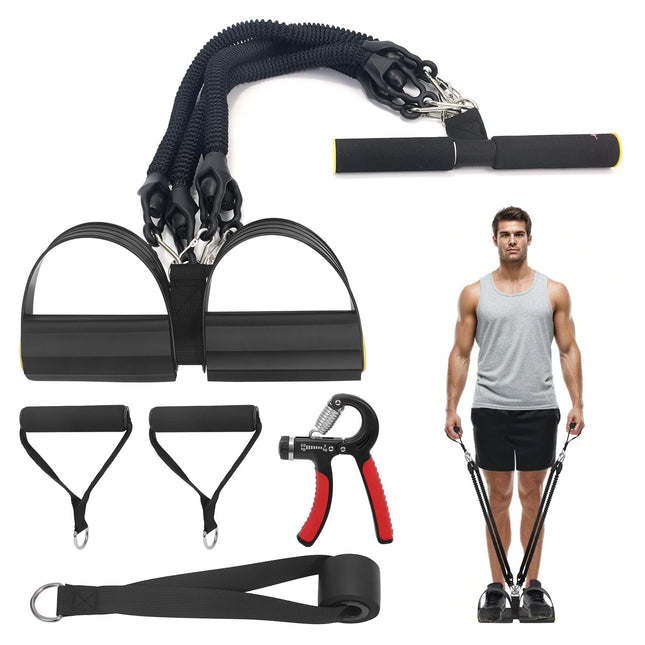 2025 Upgrade Pedal Resistance Band, 4-Tube Elastic Pull Rope Fitness Sit-Up Exercise Equipment at Home Gym Arm Abs Worko