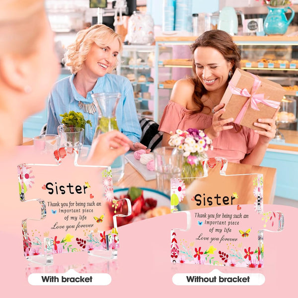 Sister Birthday Gifts, Big Sister Gifts for Girls, Acrylic Puzzle Plaque with Stand, Thoughtful Decoration for Special Moments, Ideal for
