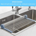 Seropy Roll up Dish Drying Rack, over the Sink Dish Drying Rack Kitchen Rolling Dish Drainer, Foldable Sink Rack Mat Stainless Steel Wire Dish