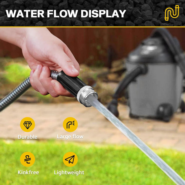 Short Garden Hose Meatl Water Hose Heavy Duty Stainless Steel Hose with Metal Fittings Flexible Lightweight Hose Puncture Proof for Yard,