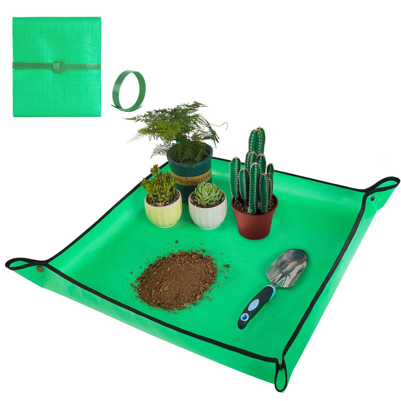 Repotting Mat for Indoor Plant Transplanting and Mess Control 27"X 27" Thickened Waterproof Potting Tray Foldable Succulent Potting Mat Portable