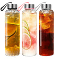 Goldarea Glass Water Bottles - 2 Packs 18Oz Glass Bottles with Lids - Ideal for Juice, Juice Cleanses, and Reusable Juicing Bottles, Wide Mouth