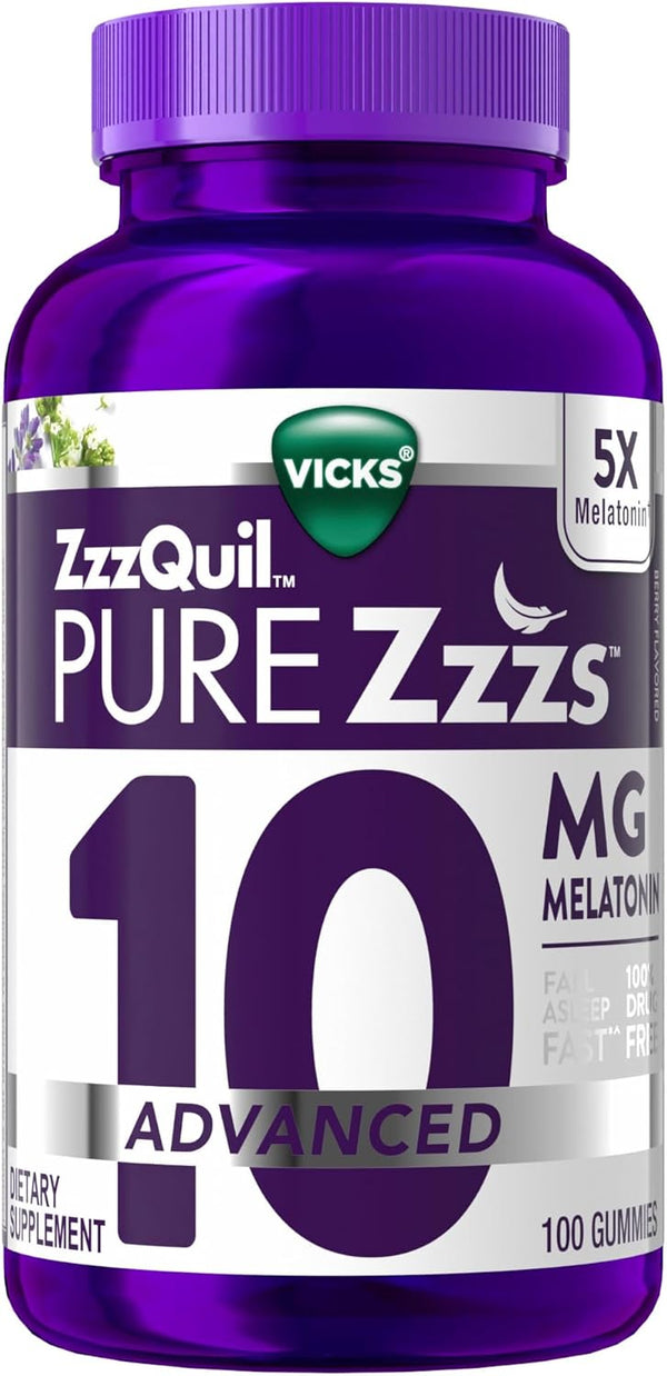 Zzzquil Pure Zzzs Advanced Melatonin Gummies, Melatonin 10Mg, Sleep Aid, with Chamomile & Lavender, Melatonin Sleep Gummies, Sleep Aids for