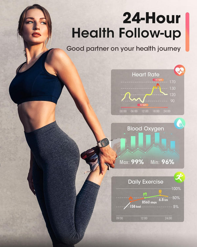 Smart Watches for Women Men with Call: Fitness Trackers with 24-Hour Heart Rate Spo2 Sleep Monitor 5ATM Waterproof 120+ 