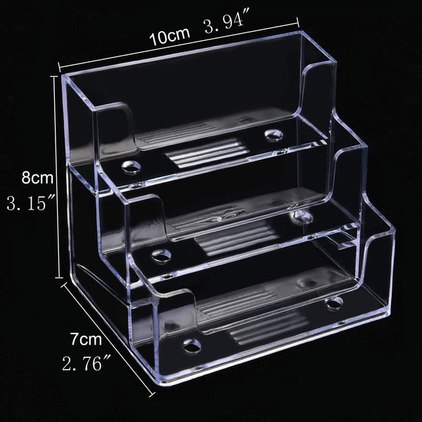 FTOF 3 Pockets Acrylic Business Card Holder Stand Clear Desktop Countertop Office Business Organizer Acrylic Index Card Filling Display for Desk 2