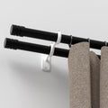 Goowin Double Curtain Rod Holder, 2Pcs Brackets Hooks for Living Room, Bedroom Drapery Rods (White)