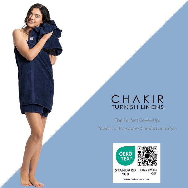 Chakir Turkish Linens | Hotel & Spa Quality 100% Cotton Premium Turkish Towels | Soft & Absorbent (4-Piece Washcloths, Navy)