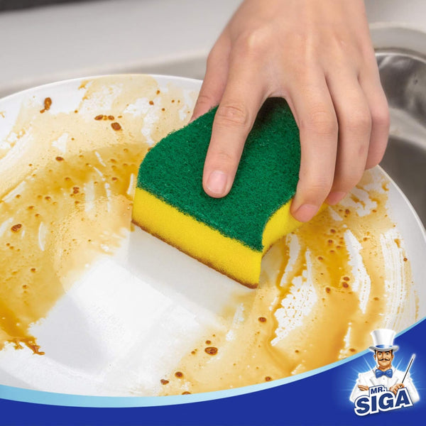 MR.SIGA Heavy Duty Scrub Sponge, 24 Count, Size:11 X 7 X 3Cm, 4.3" X 2.8" X 1.2