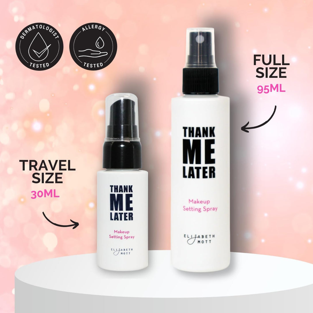 Elizabeth Mott Thank Me Later 3-In-1 Dewy Setting Spray – Dermatologist & Allergy Tested – Hydrating, Fine Mist with Niacinamide for Radiant Skin – Lightweight, Oil-Free, Cruelty-Free, 95Ml