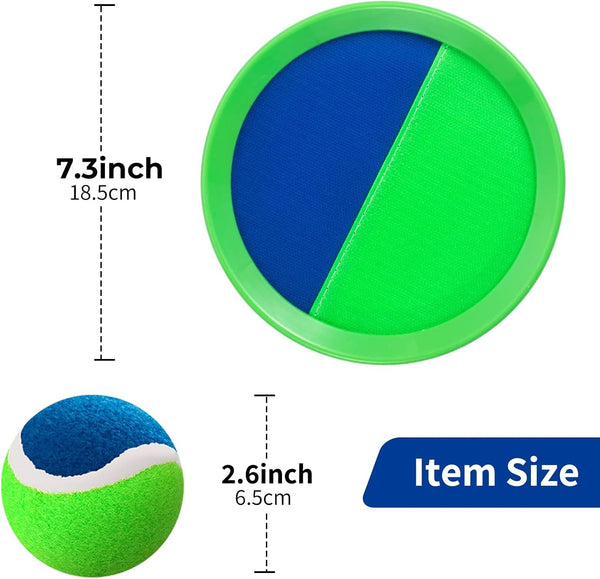 Outside Toys for Kids Ages 4-8 - Toss and Catch Ball Set, Kids Outdoor Games Yard Games for Kids and Adults with 6 Paddles and 3 Balls Toys for 3