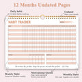Habit Tracker Calendar, Daily Weekly Goal and Habit Tracker Journal, 12 Months Undated Habits Tracker Planner with Spiral Binding, Boost