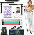 Portable Pilates Bar Kit with Resistance Bands for Men and Women - 3 Set Exercise Resistance Bands - Multifunctional Home Gym - Supports Full-Body