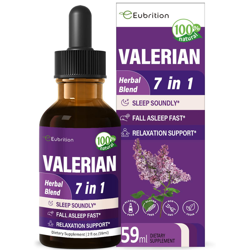 Valerian Root Sleep Support Drops, Passion Flower, Chamomile, Lavender, Soursop Leaves, & Hibiscus Herb Extract Supplement Tincture for Sleep