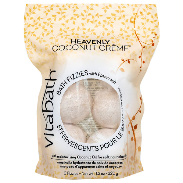 Vitabath Heavenly Coconut CrÃ¨me Bath Fizzies with Epsom Salt Relax Nourish Unwind Body & Mind Calming Aromatherapy for Muscle Soreness & Reviving