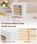 Homde Jewelry Organizer Girls Women Jewelry Box for Necklaces Rings Earrings Gift Bracelets Storage Case (White + Gold)