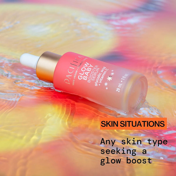 Pacifica Vitamin C Face Serum - Glow Baby Booster Facial Serum - Glycolic Acid Serum for Face - Dark Spot Corrector anti Aging Brightening -