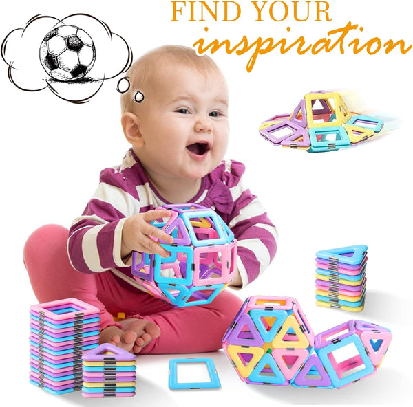 Magnetic Tiles Toys for 3 4 5 6 7 8+ Year Old Boys Girls Upgrade Macaron Castle Blocks Building Set for Toddlers STEM Creativity/Educational Toys