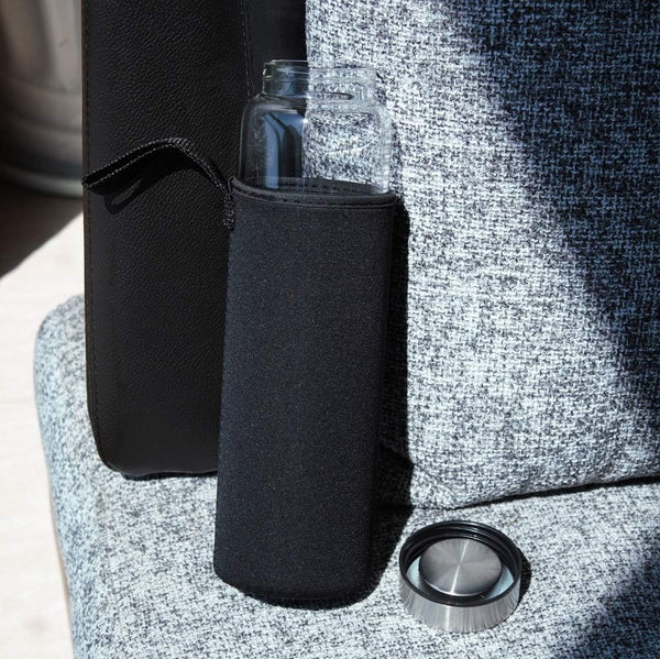 Sunkey Glass Water Bottle 32 Oz High Borosilicate with Neoprene Sleeve Leak Proof Lid Reusable Eco Friendly Bpa Free