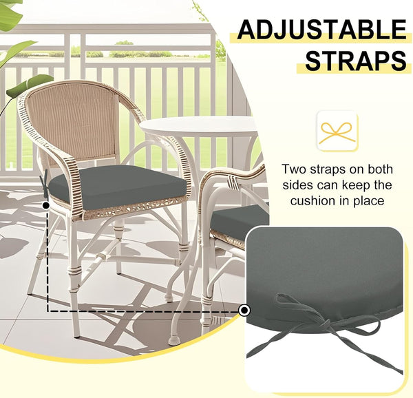 Downluxe Outdoor Chair Cushions Set of 2 for Patio Furniture, Water-Resistant Patio Chair Cushions with Ties, High Density Foam Outdoor Seat