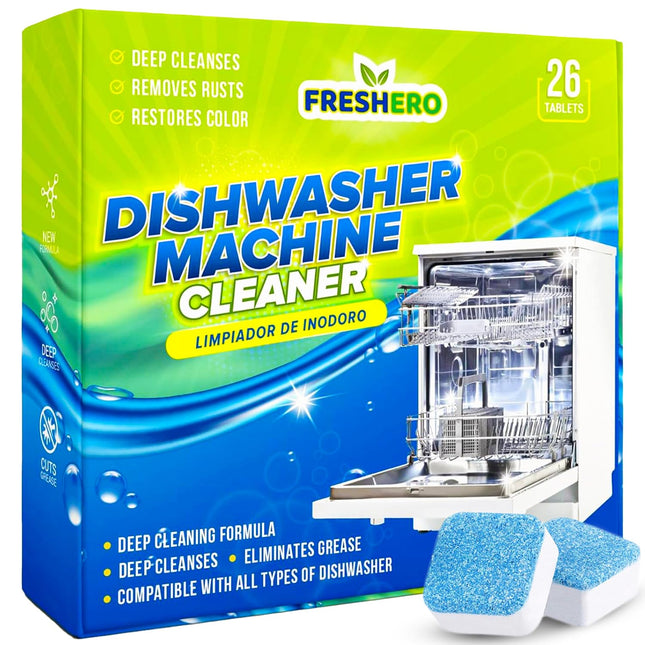 Dishwasher Cleaner and Deodorizer Tablets 26-Pack, Deep Cleaning Descaler for Dishwasher Machine, Heavy Duty, Septic Saf